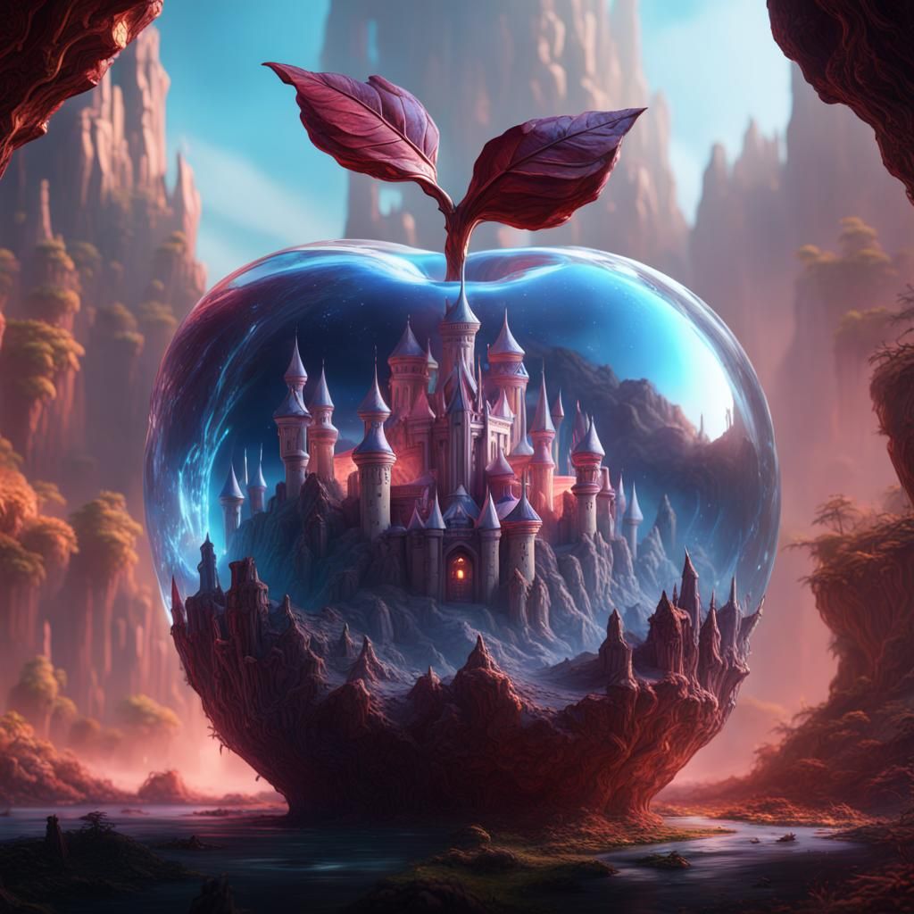 Crystal Apple Kingdom: Detailed Matte Painting