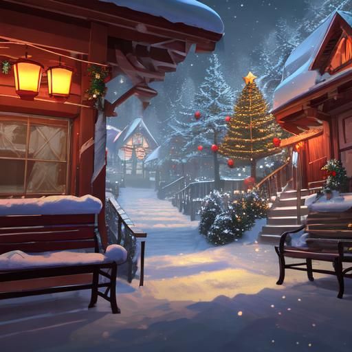 Festive Christmas Dog Concept Art in Detailed Matte Painting