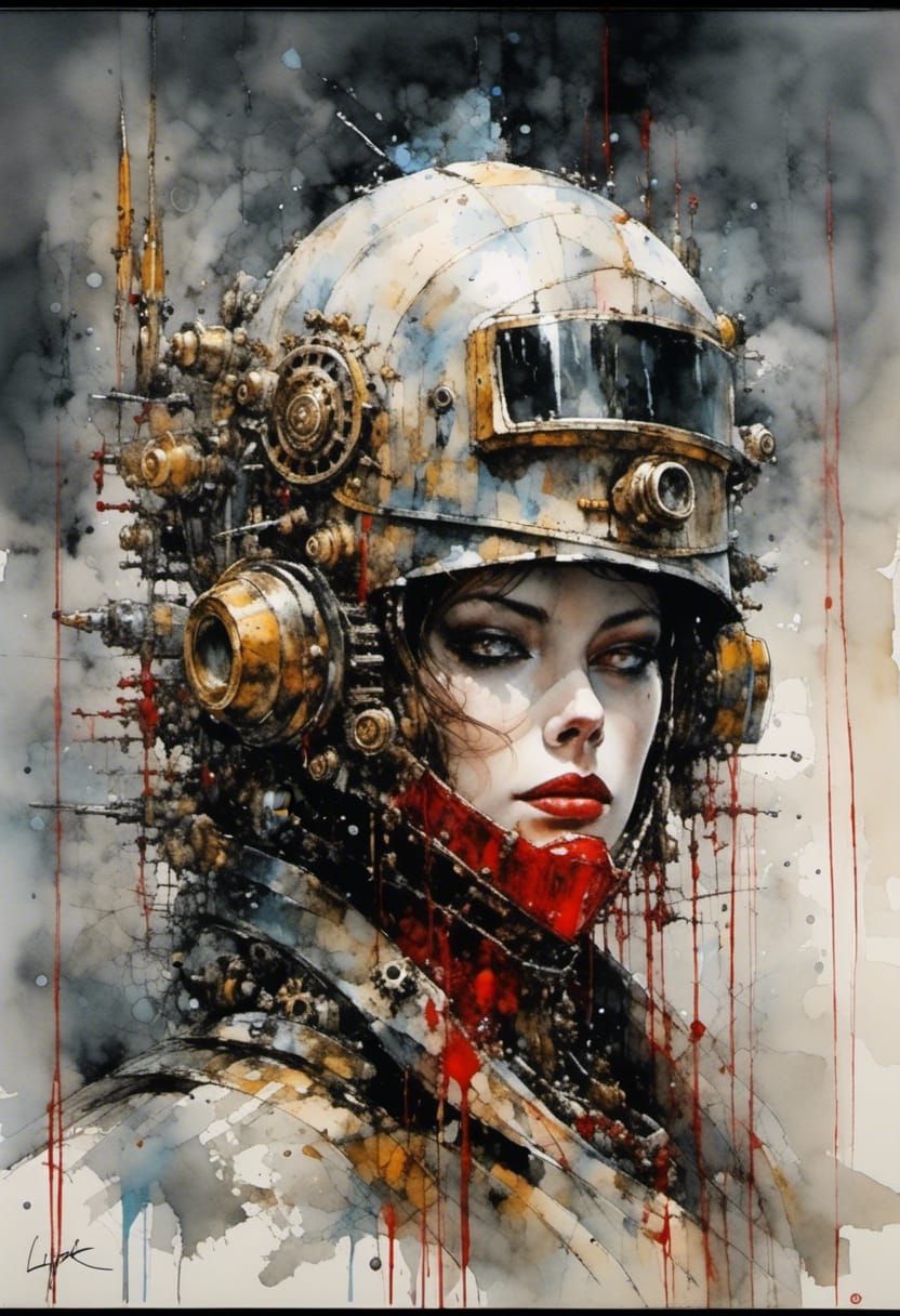 Cyberpunk Steampunk Engineer with Visor and Goggles