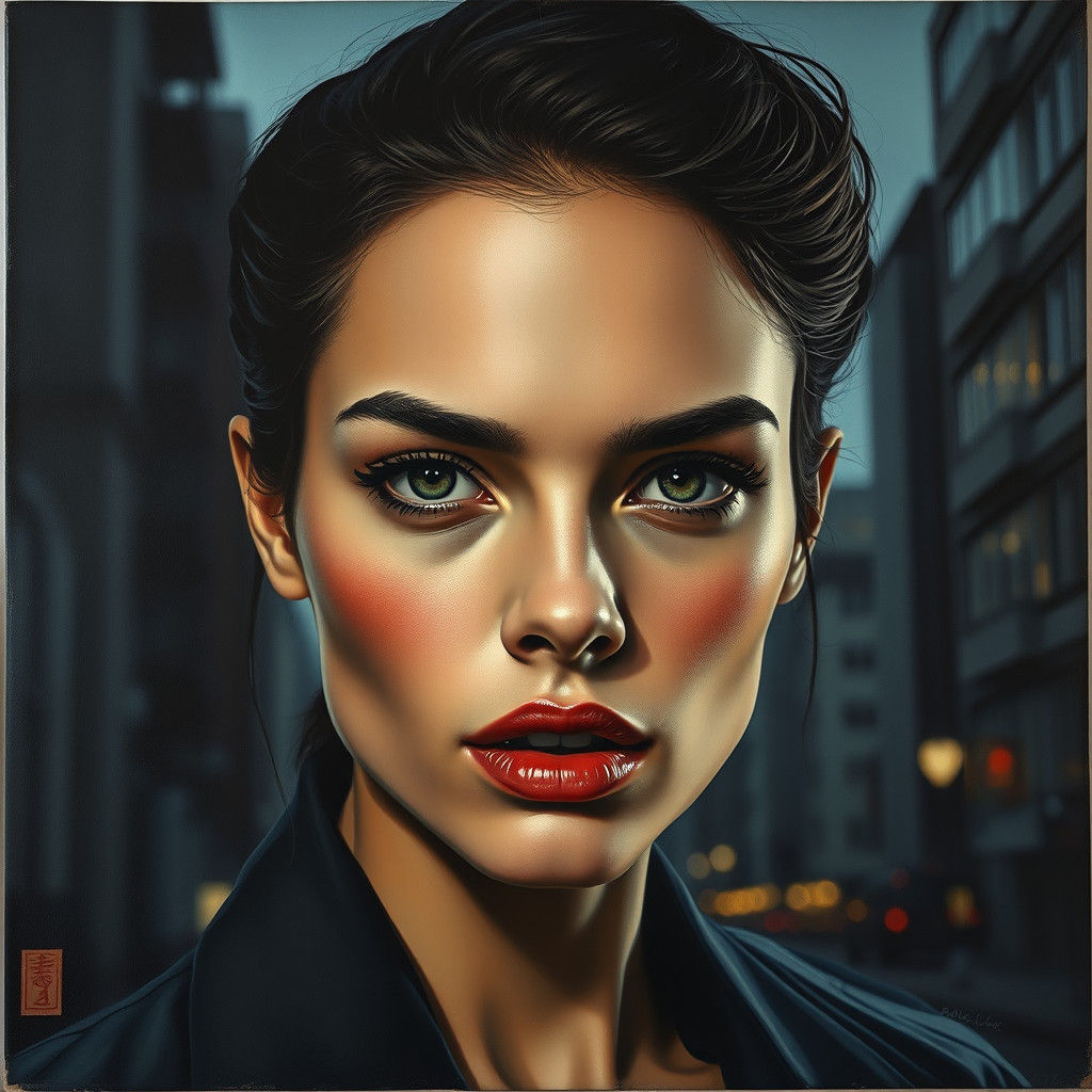 Twilight Portrait in Grunge Style as Oil Painting