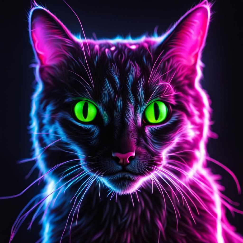 Hyperrealistic Neon Cat in Cinematic Lighting