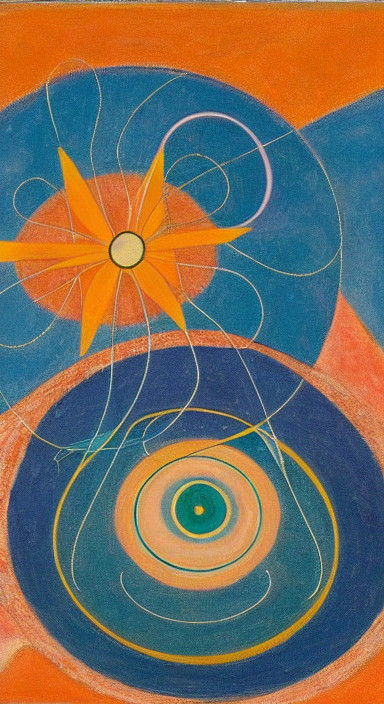 Vibrant Spirals Rise Above a Golden Pyramid in a Bold, Color...