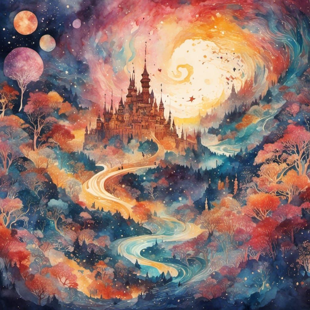 Whimsical Imagination Unfurling in Watercolor Style