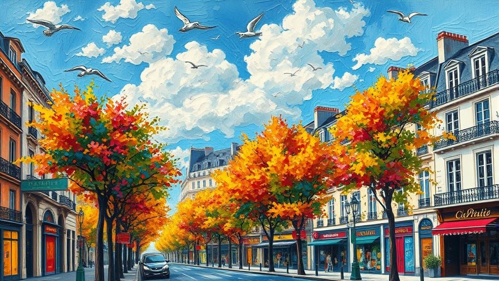 Paris Cityscape in Neo-Impressionist Expressionist Style