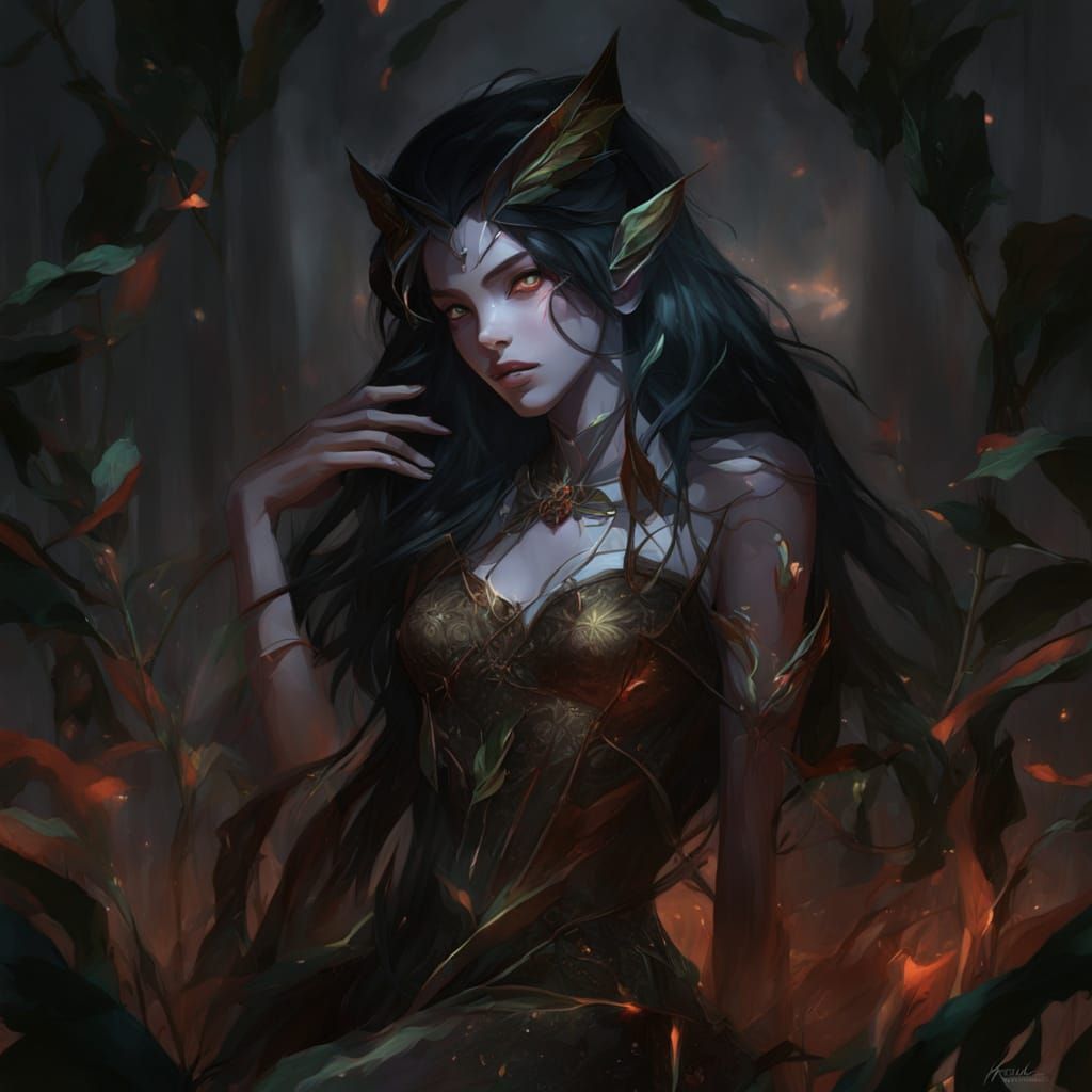 Woman in Herb Field: Vibrant Digital Painting