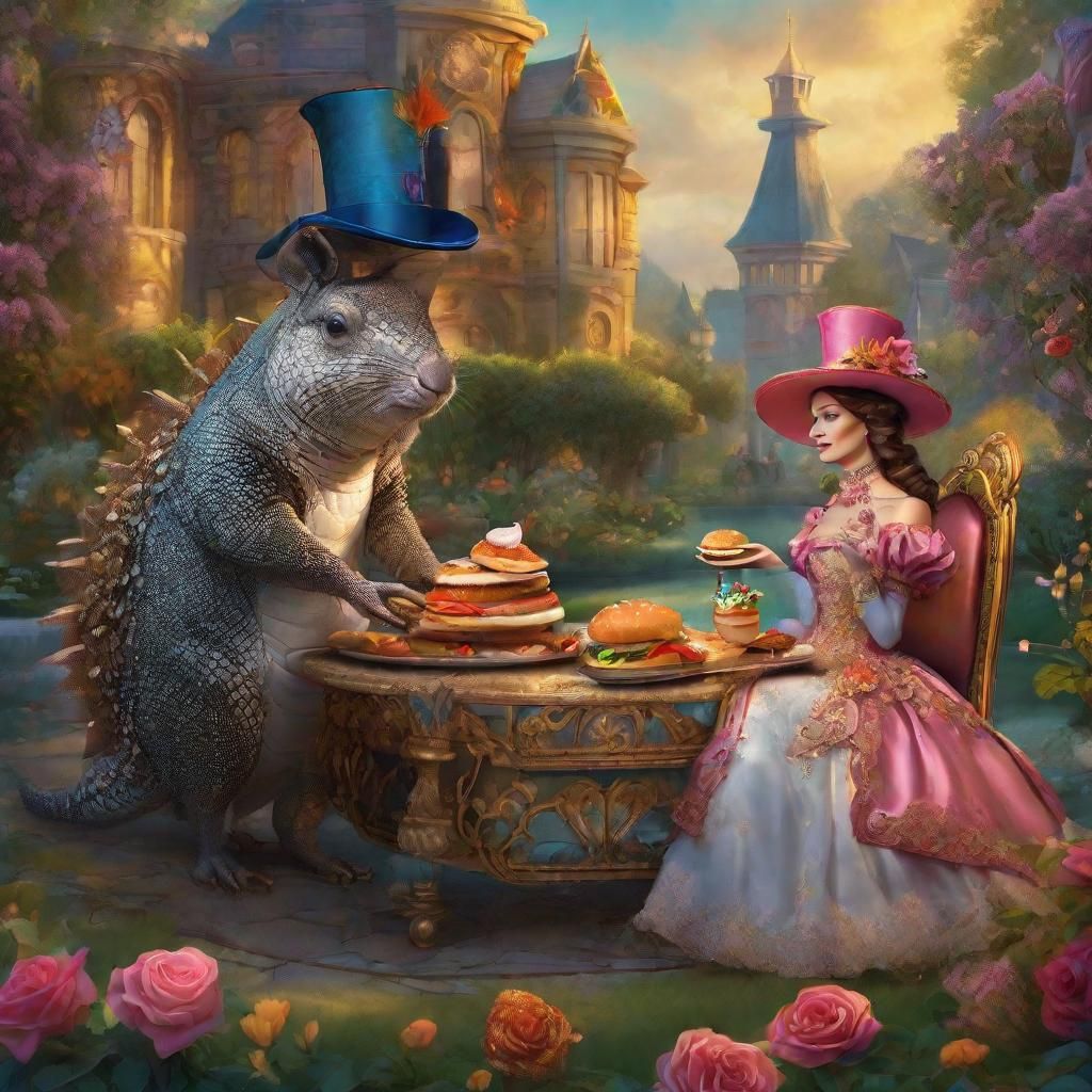 Armadillo's Burger Feast in Ornate Garden