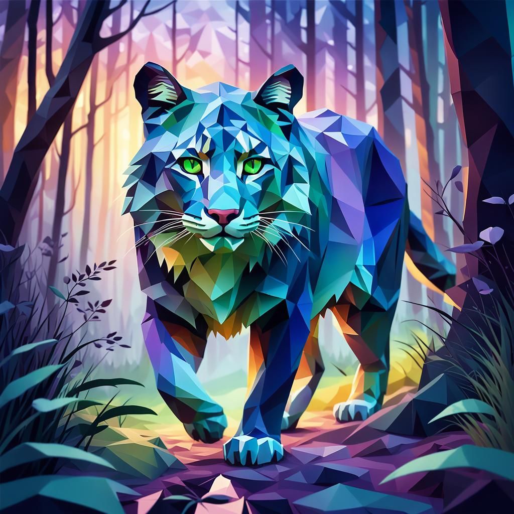 Charming Big Cat Stalks Mouse in Twilight