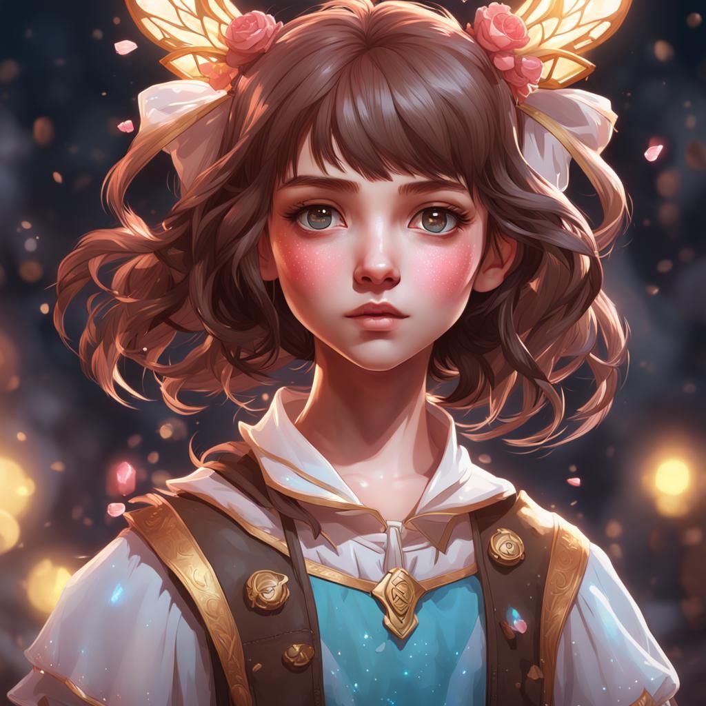 Magical Girl Portrait in Hyperdetailed Digital Art Style