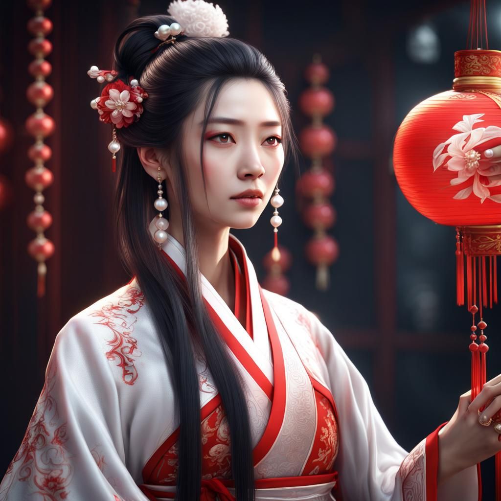 Elegant Chinese Man with Pearl, Fantasy Portrait