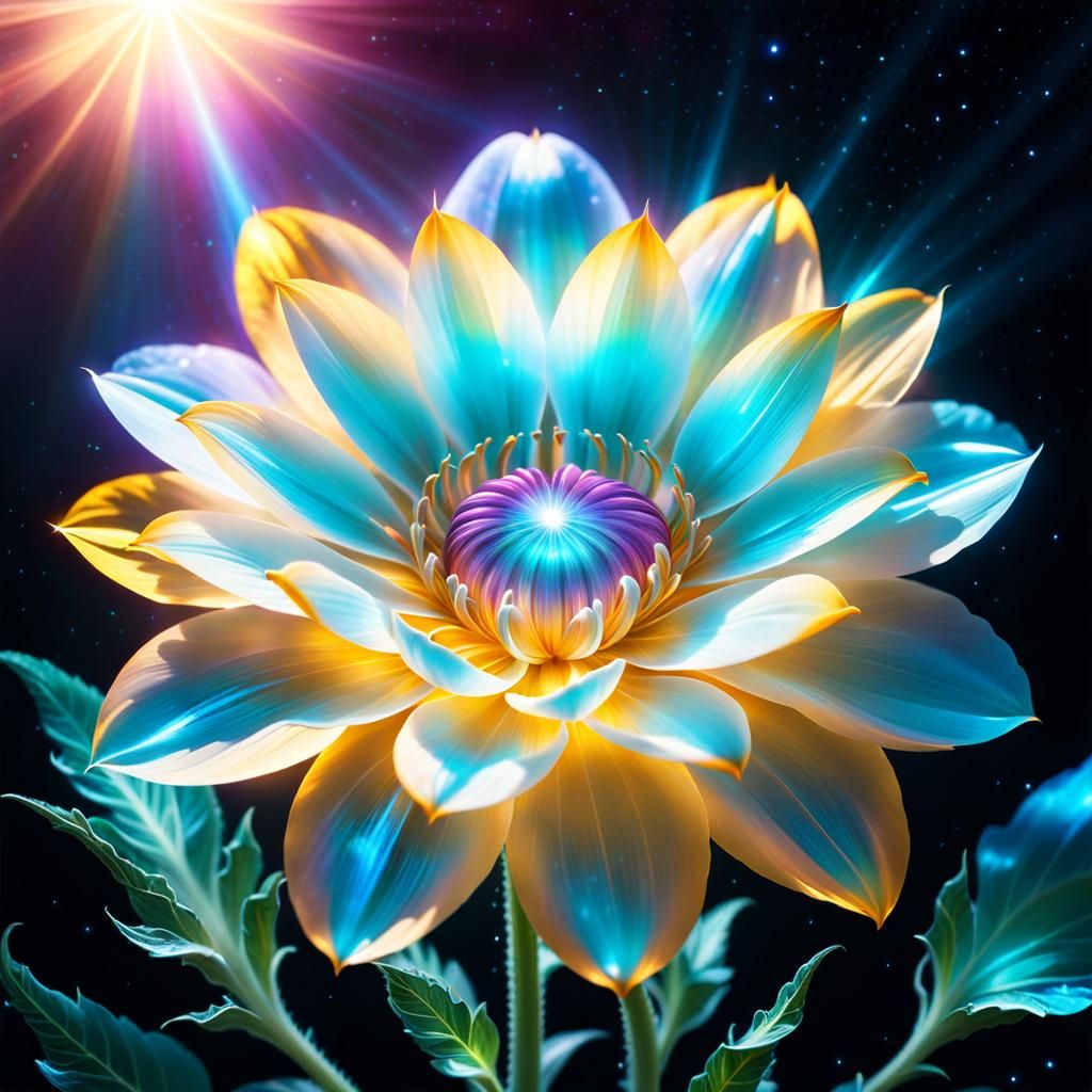 Luminous Magical Flower in Cosmic Illustration