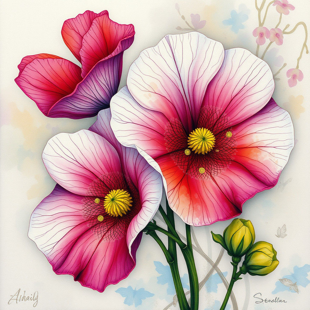 Sweet Pea Blossoms in Salt Art Style