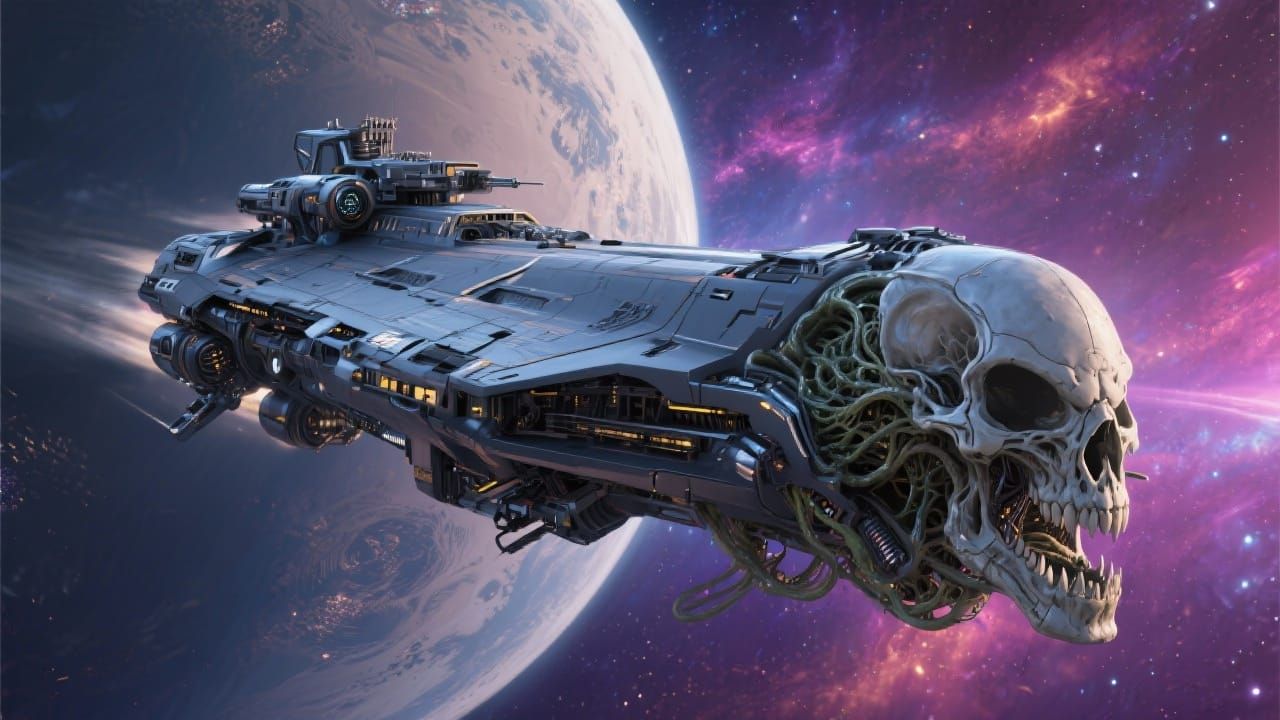 Alien Space Cruiser as Futuristic Predator