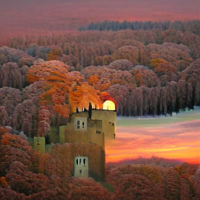 Autumn Sunset Over Majestic Castle