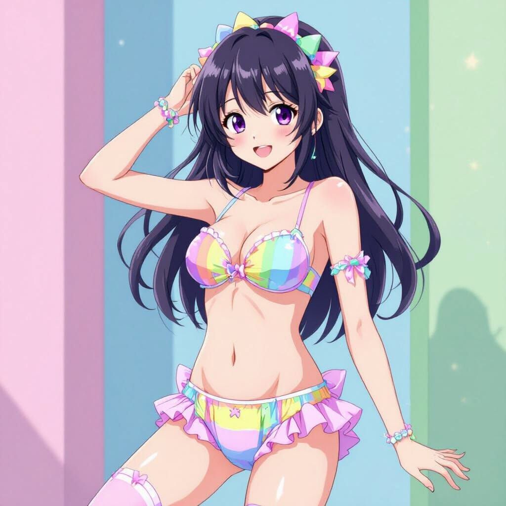 Anime Girl in Diaper with Vibrant Anime Art Style