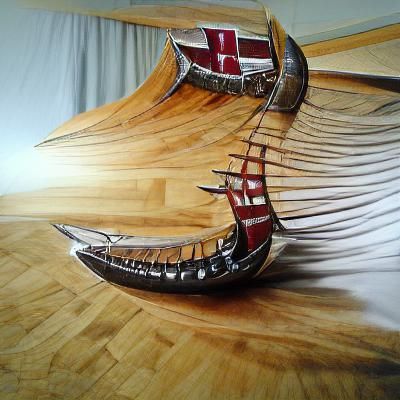 Viking Longship on the Open Sea