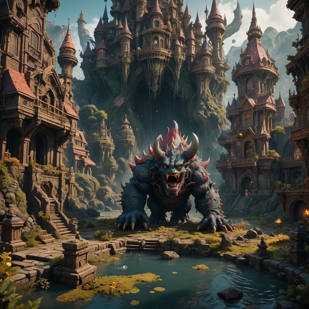 Detailed Matte Painting of a Baby Monster