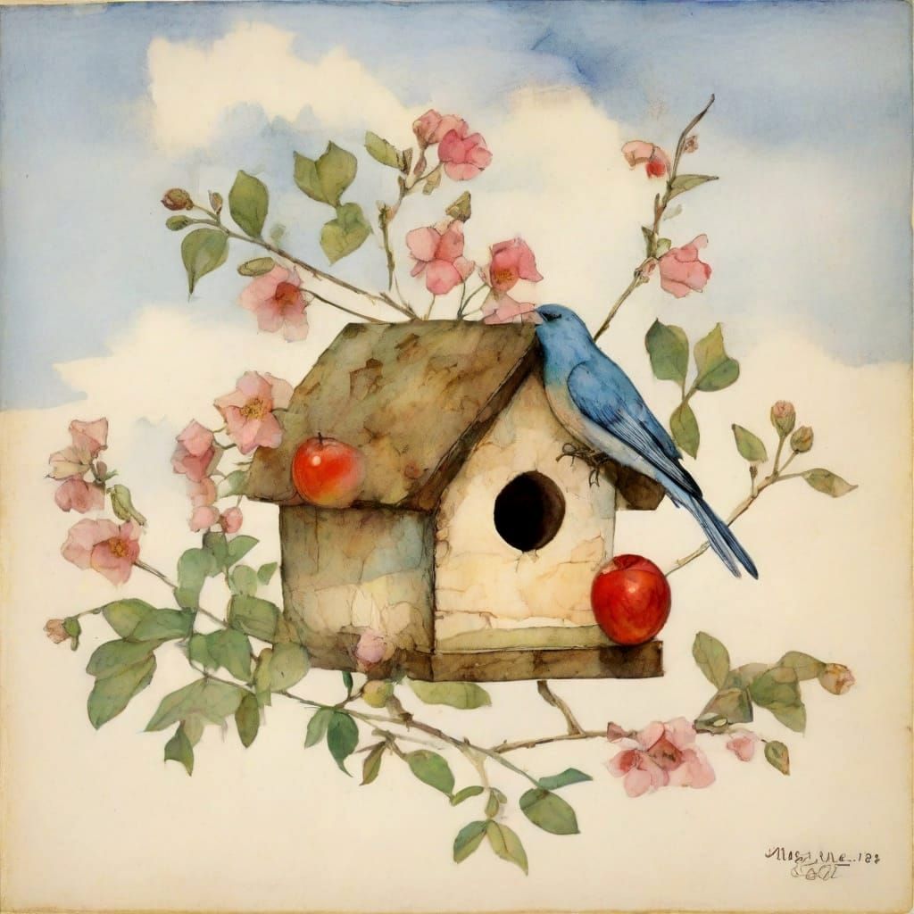 BIRDhouse # 1 Watercolor