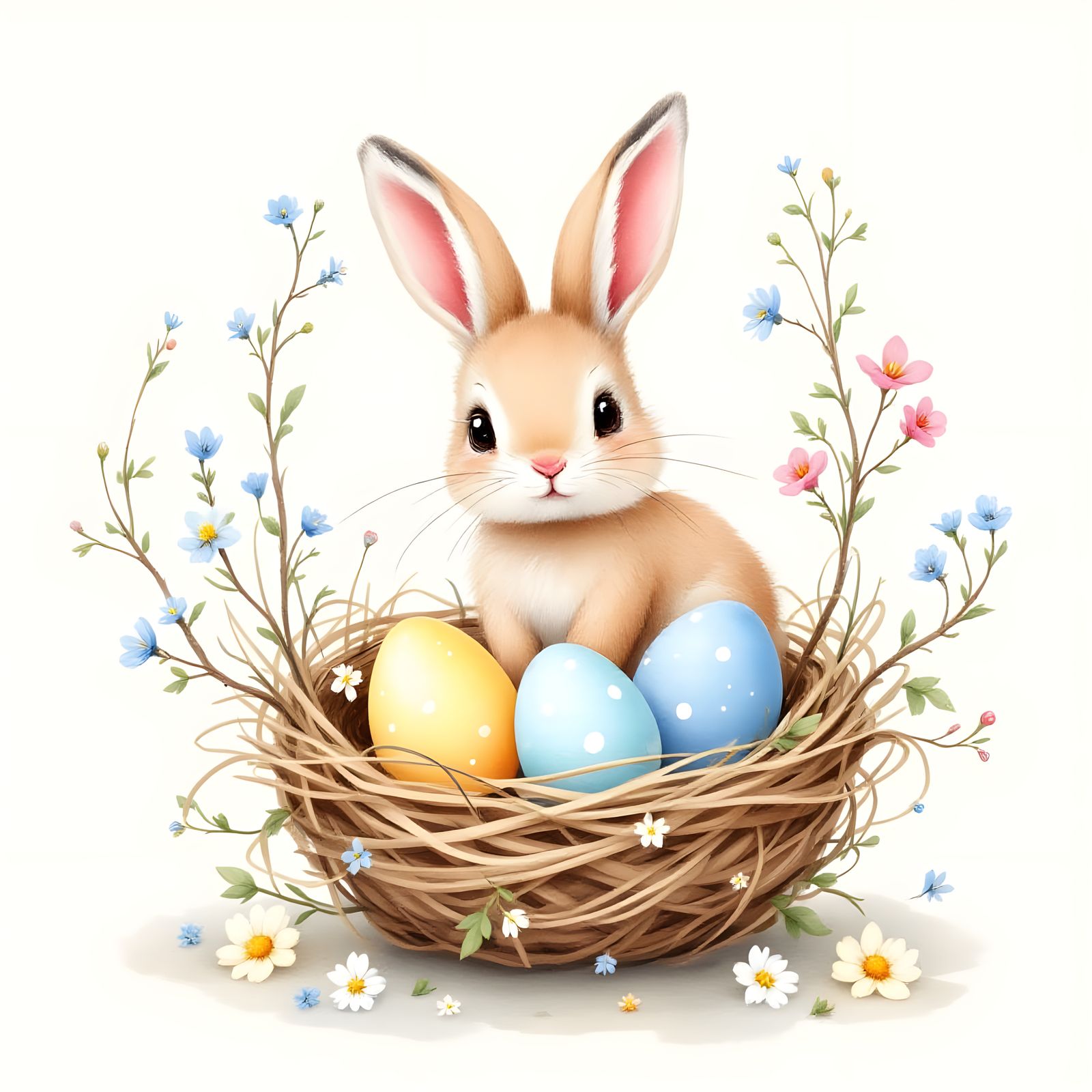 Whimsical Easter Watercolor Illustration