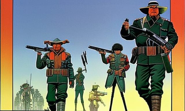 Moebius-Inspired Illustration: Three Boys in Danger