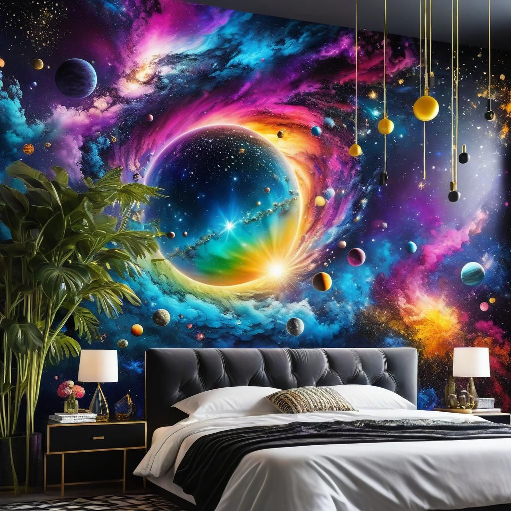 Cosmic Mixed Media Design in Digital Art