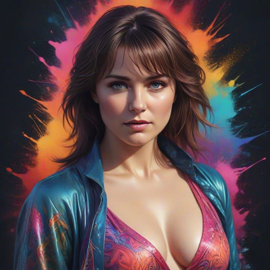 Realistic Lucy Lawless Portrait in Digital Art Style