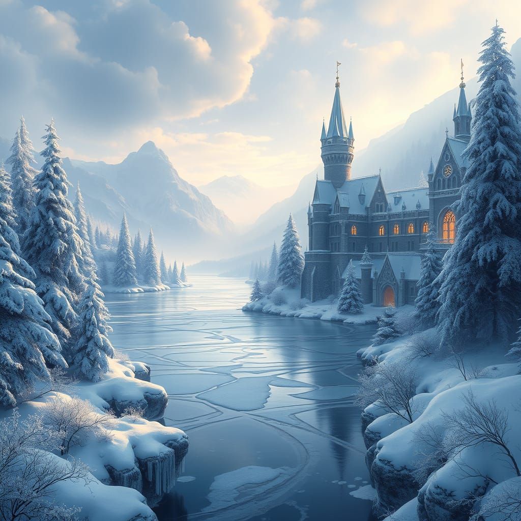 Winter Wonderland in Whimsical Fantasy Style