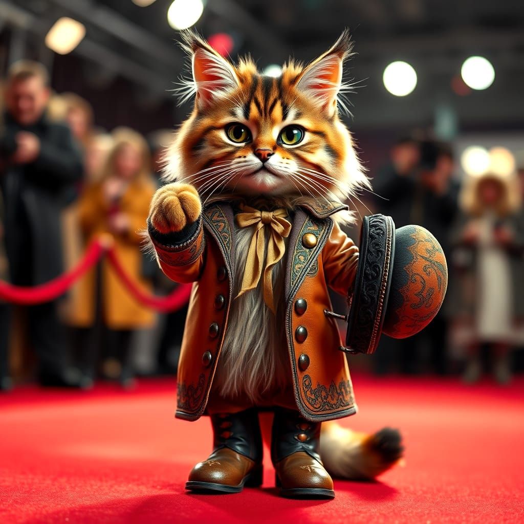 Glamorous Feline Superstar Takes Red Carpet by Storm