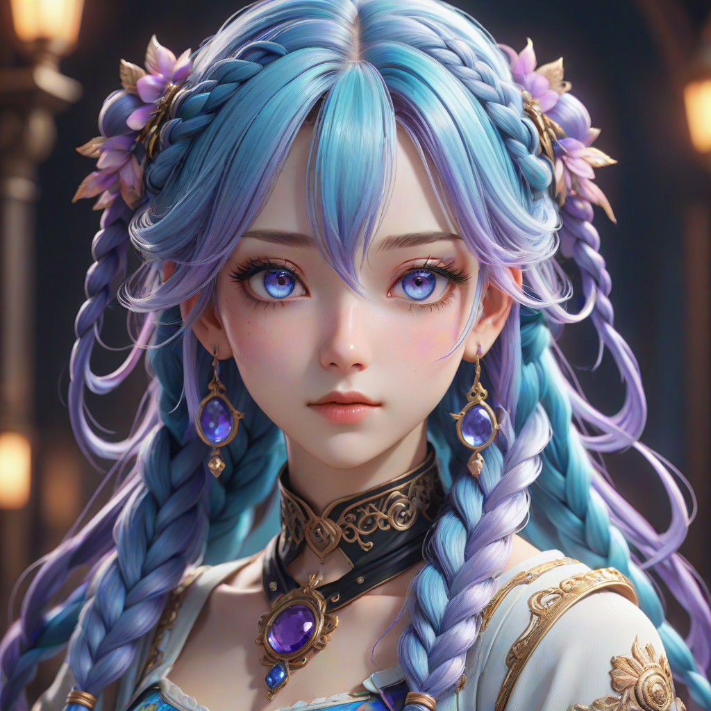 Ethereal Anime Girl with Vibrant Purple Eyes