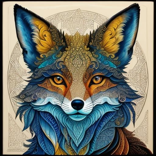 Geometric Fox in Abstract Vector Fractal Style