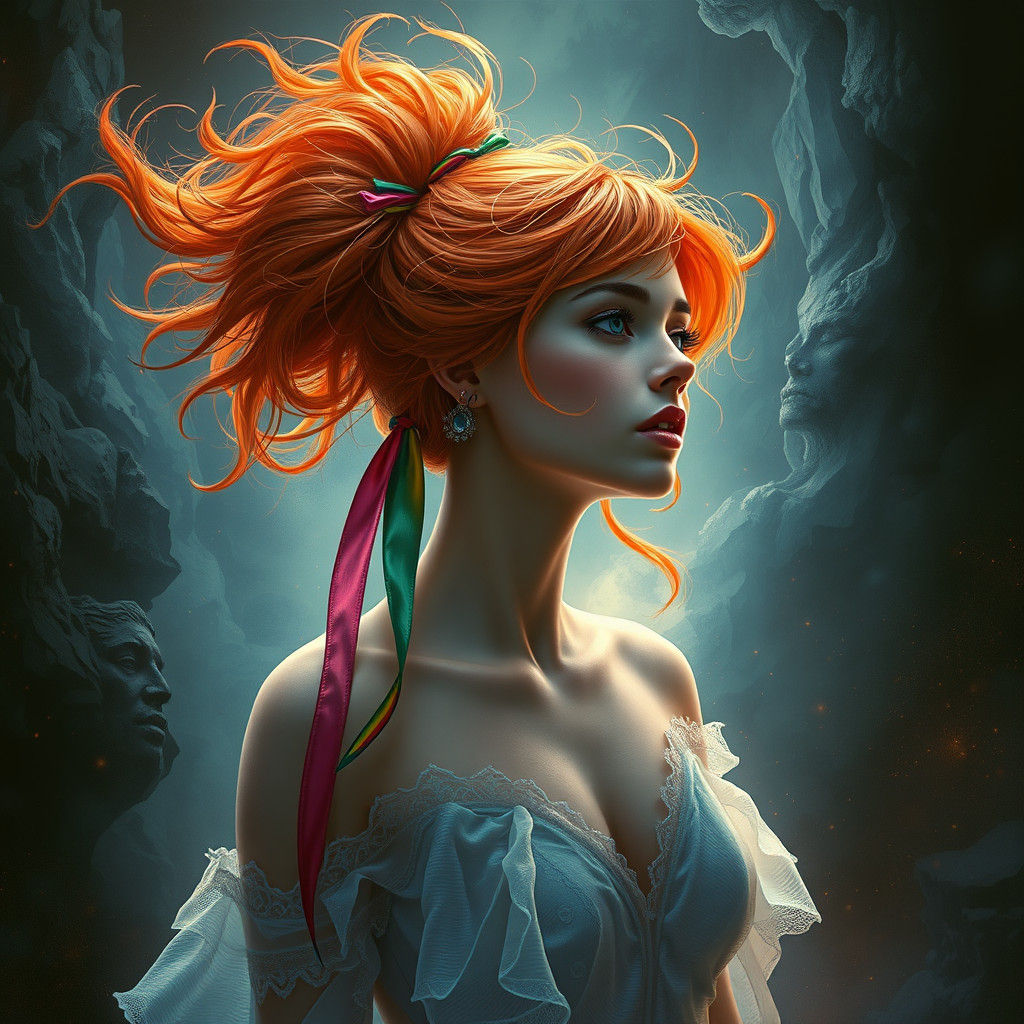 Ethereal Woman Emerging from a Mystical Realm