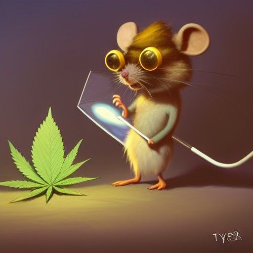 Pixar Mouse Inspects Cannabis Flower with Magnifying Glass