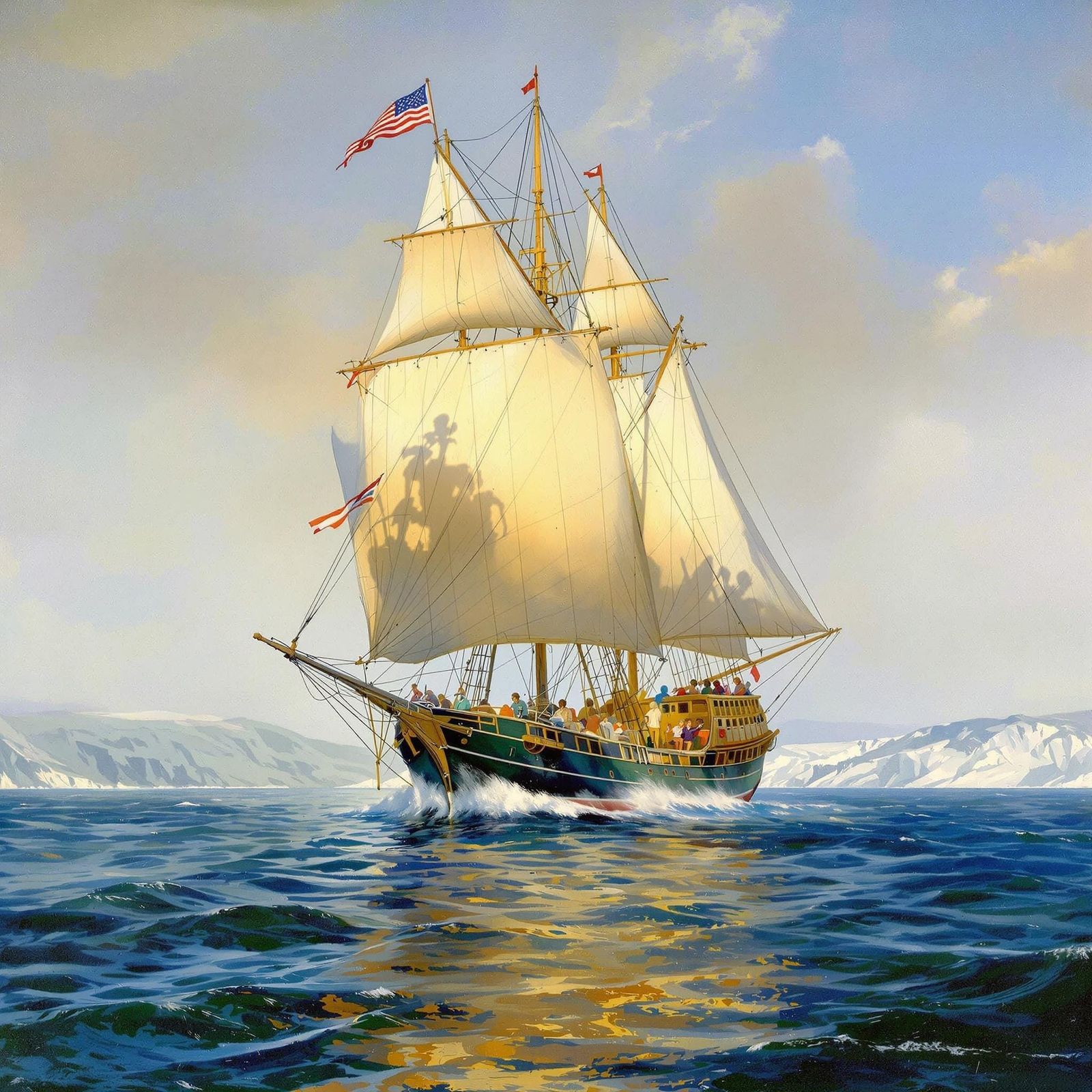 The Endurance Barkentine Sailing in Calm Seas