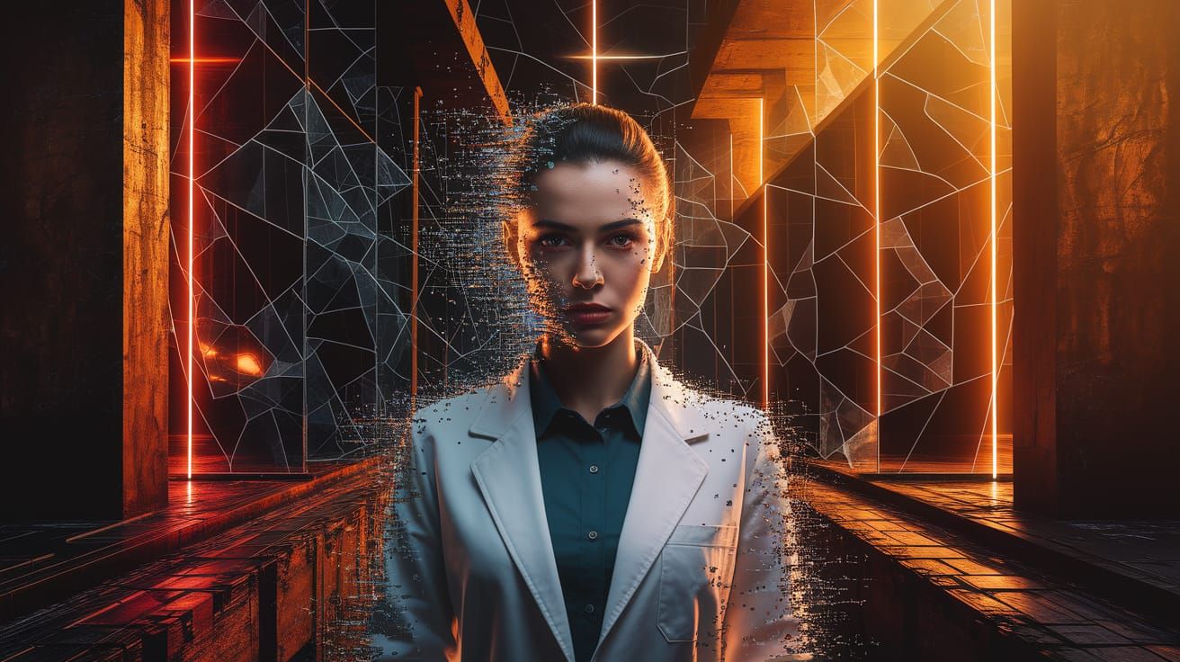 Glitching Pixel Portrait in Cyberpunk Style