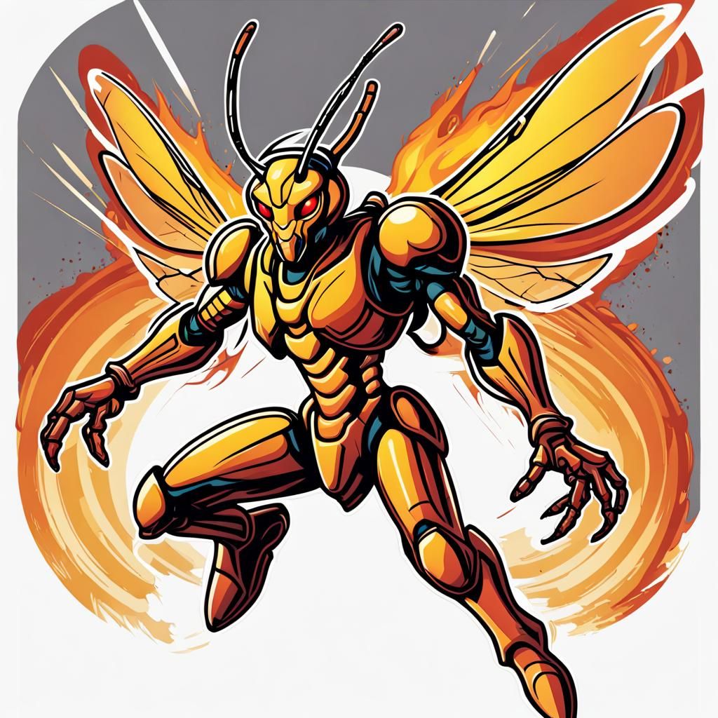 Hornet Vector Design with Fiery Trail in Comic Art Style