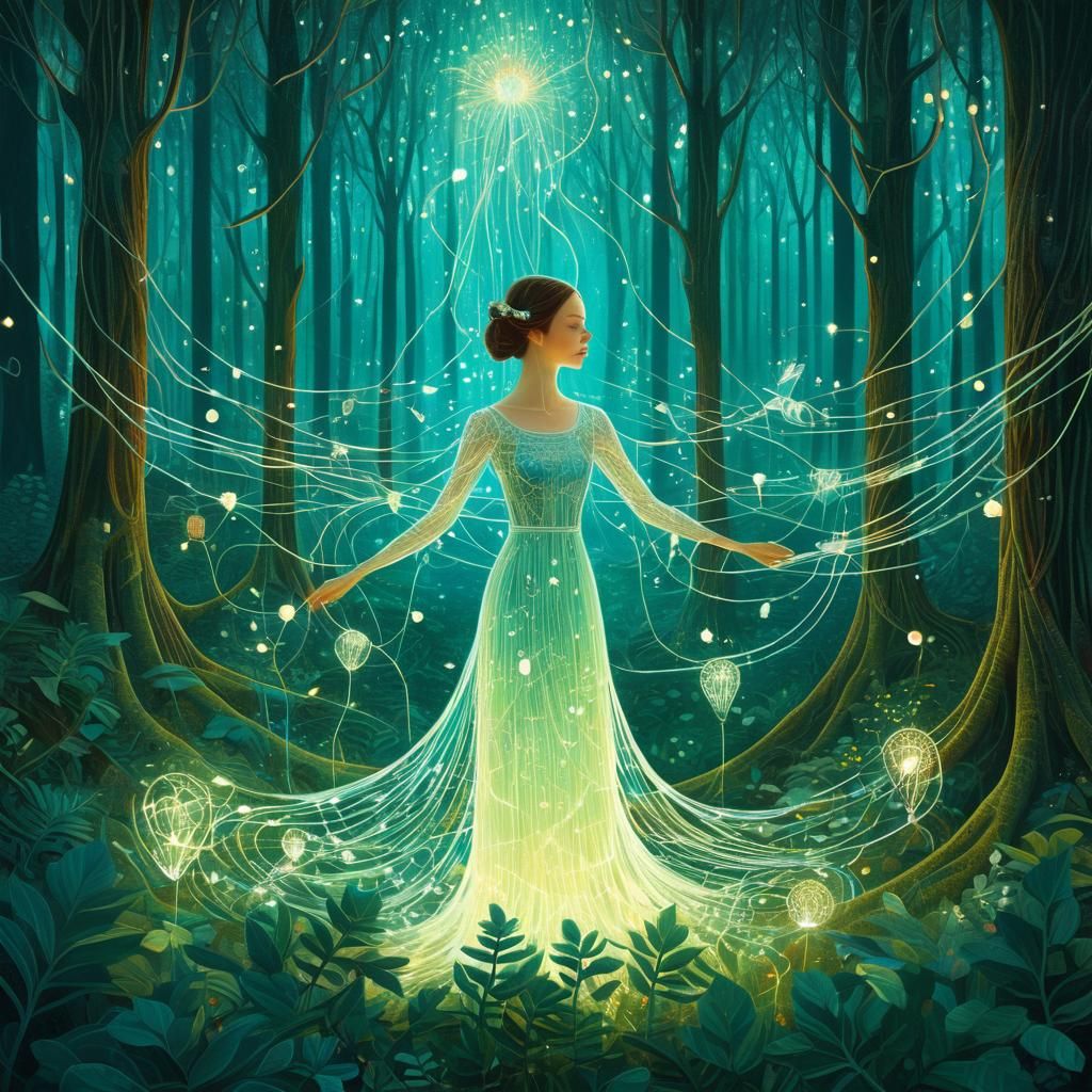 Ethereal Connection: Ancestral Bonds in Fantasy Forest