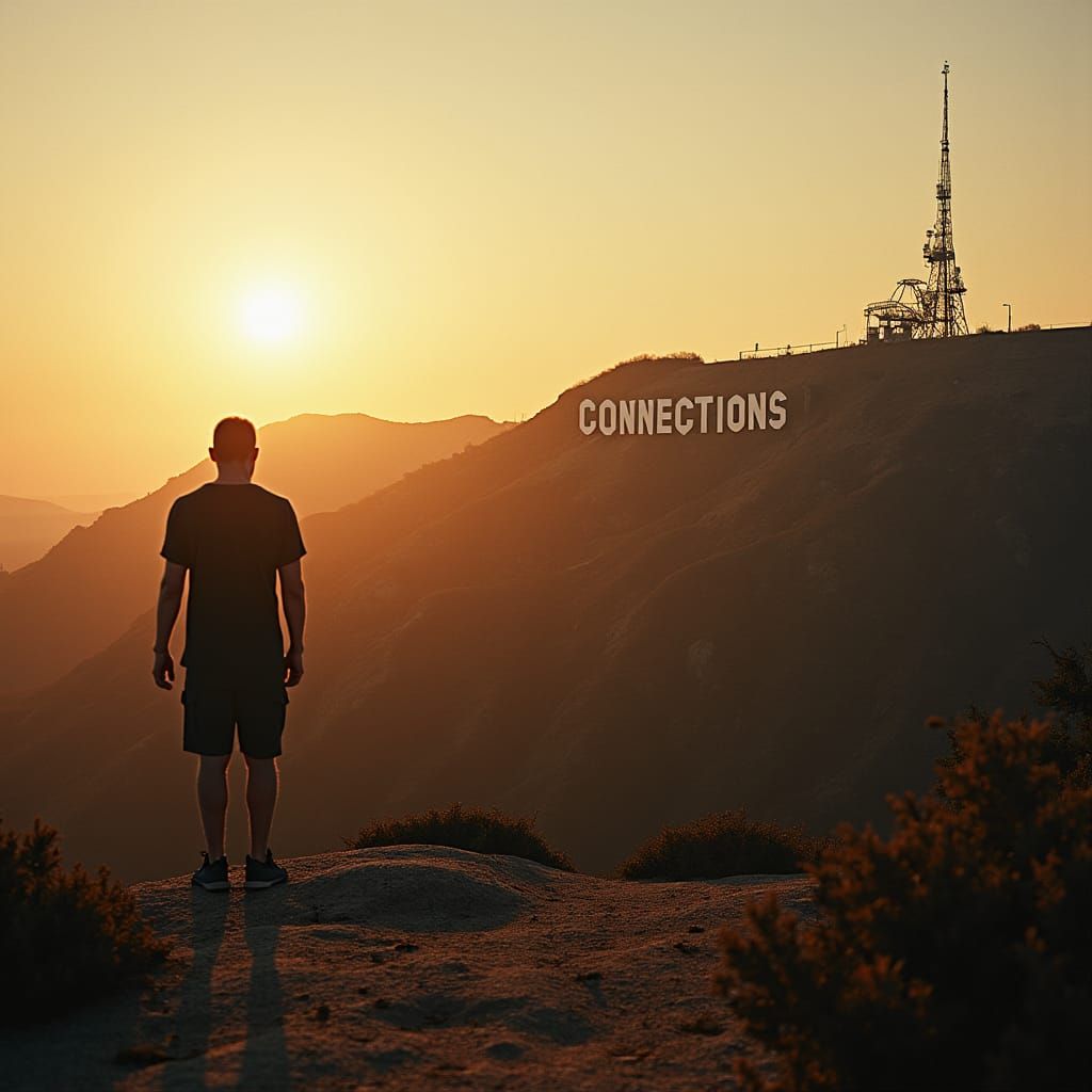 Hollywood Sign Reads "Connections" in Cinematic Style
