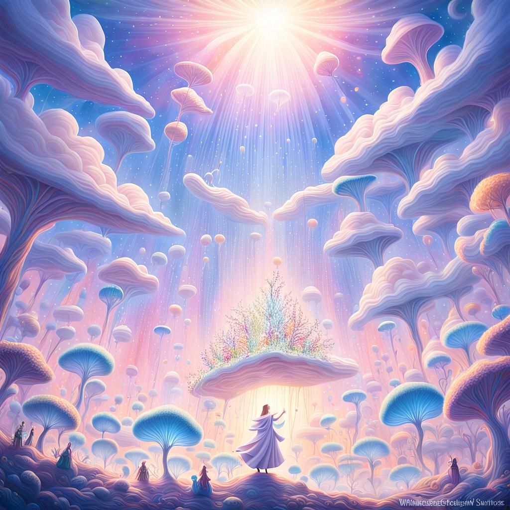 Ethereal Wizarding World Made of Strings in Soft Light