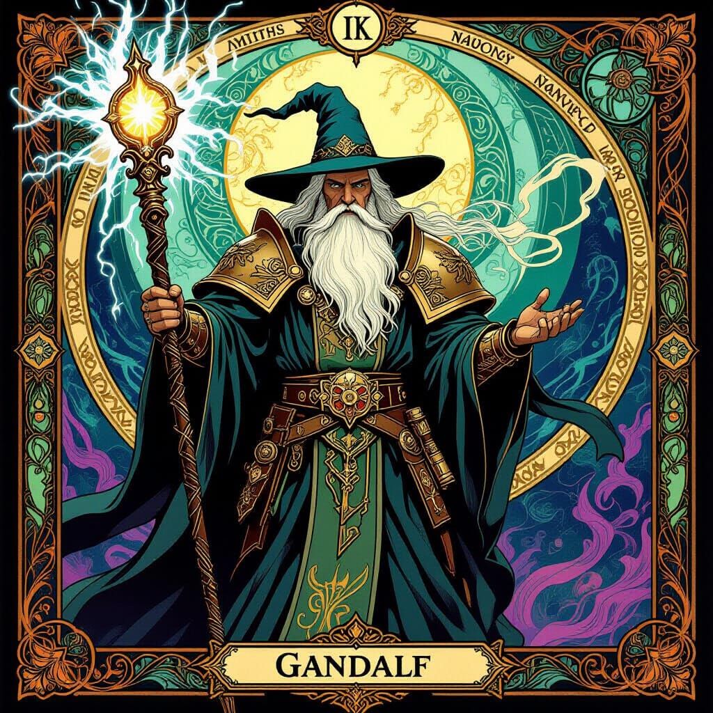 Gandalf Warhammer 40k Demon Hunter in Art Nouveau Style