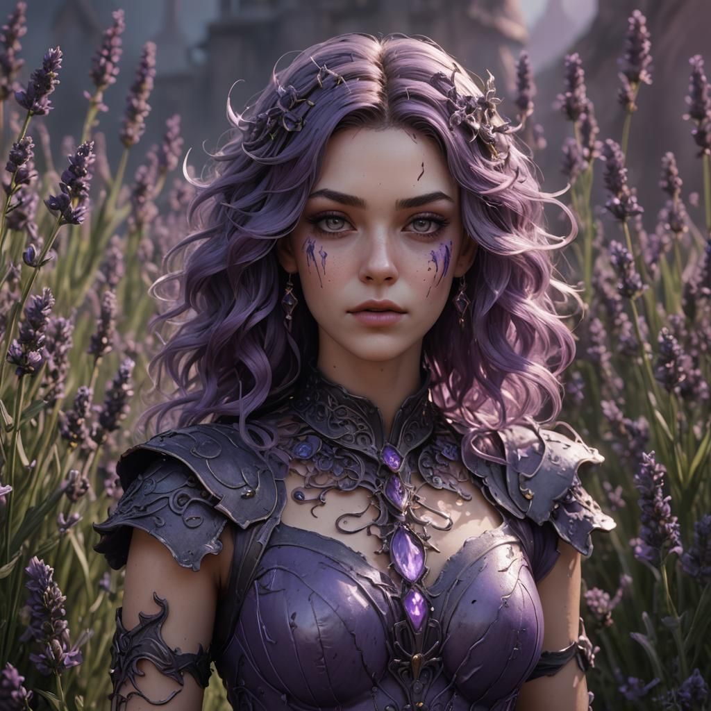 Fantastical Lavender Girl in Detailed Matte Painting