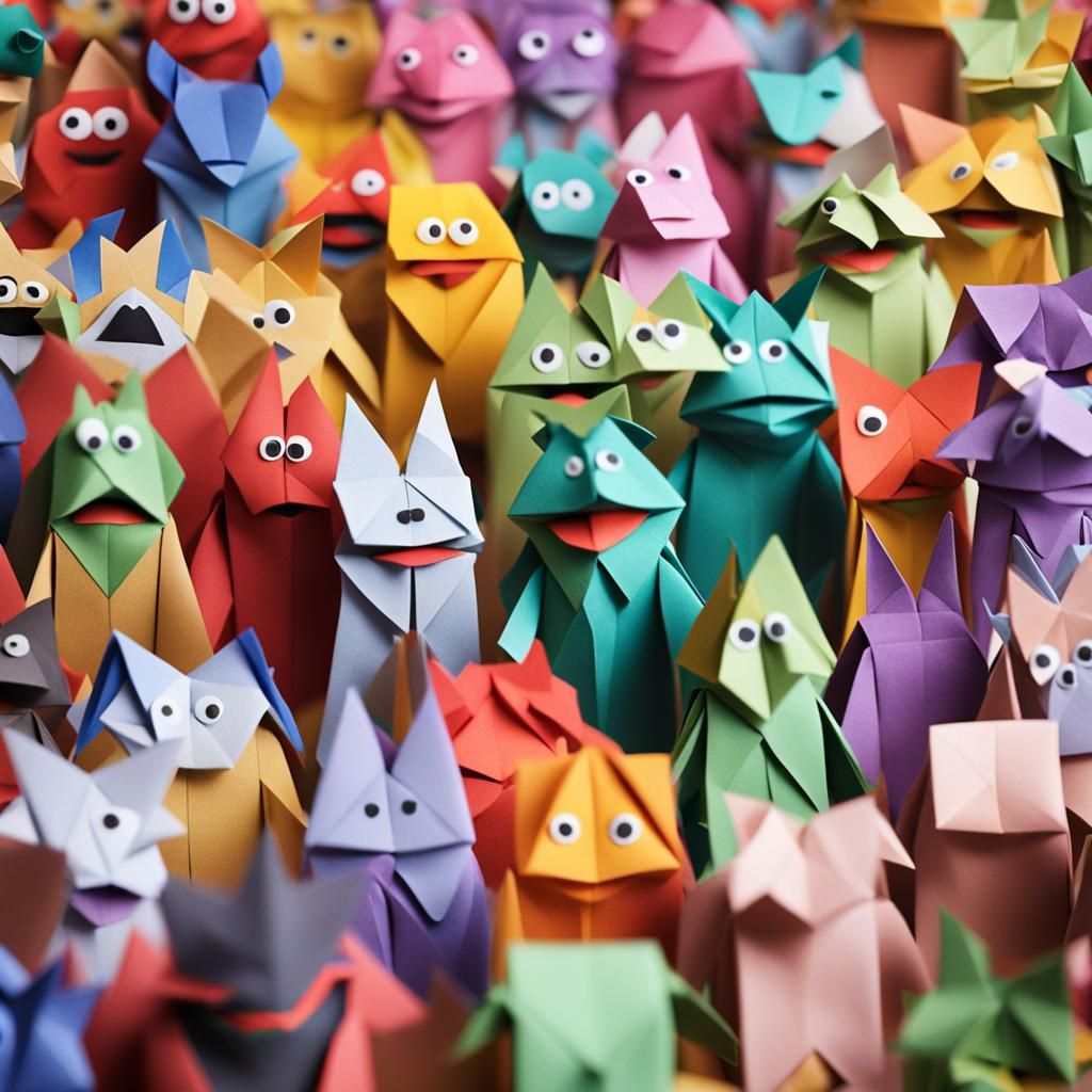 Origami Papercraft Figure in 8K Resolution