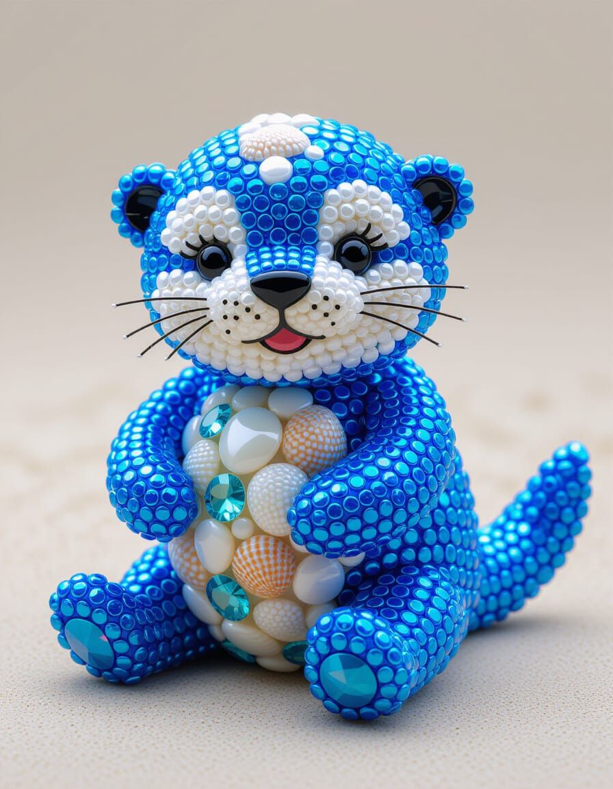 Beaded Sea Otter with Seashell Jewels