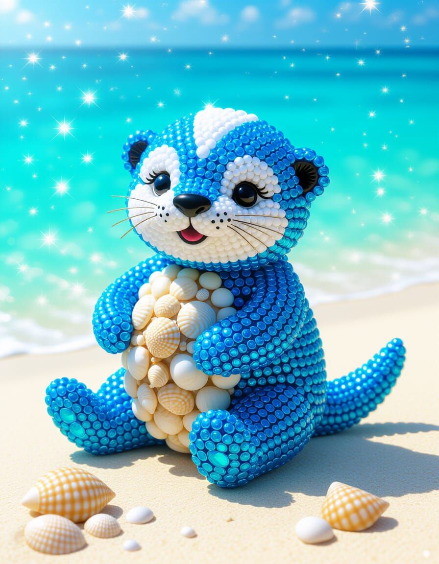 Sparkling Gemstone Sea Otter Sculpture