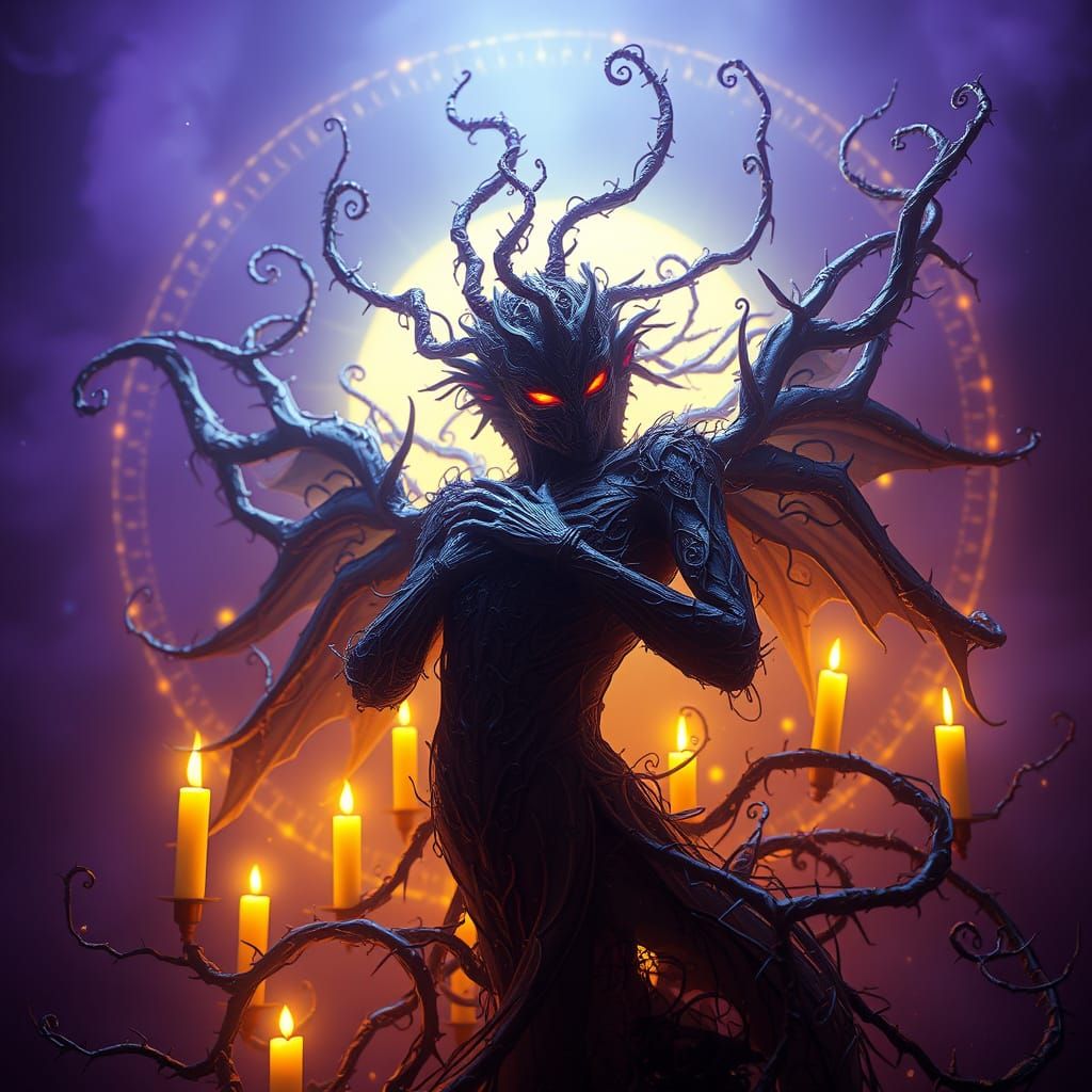 Dark Fantasy Love Creature in Vibrant, Ethereal Light