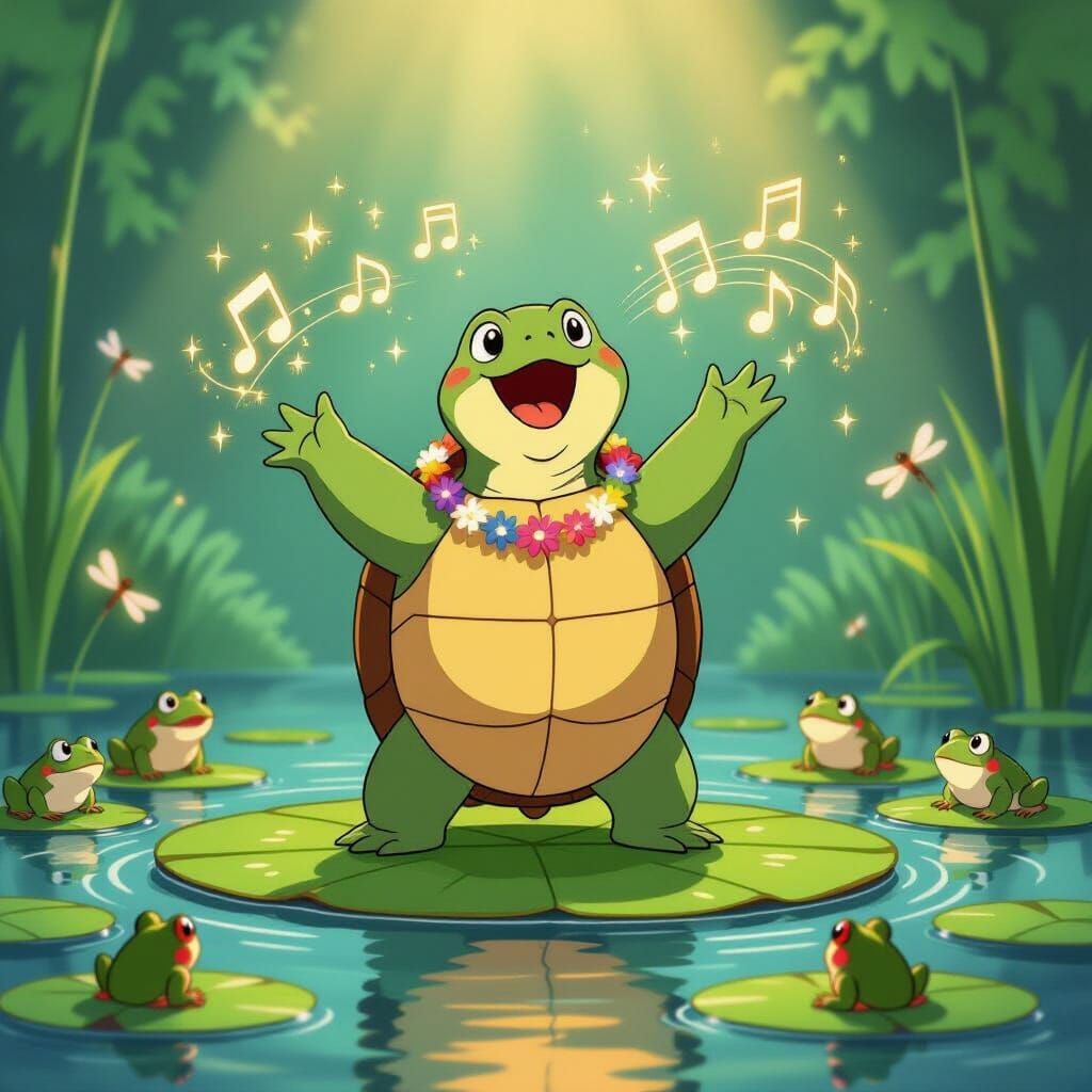 Turtle Opera Singer in Studio Ghibli Style