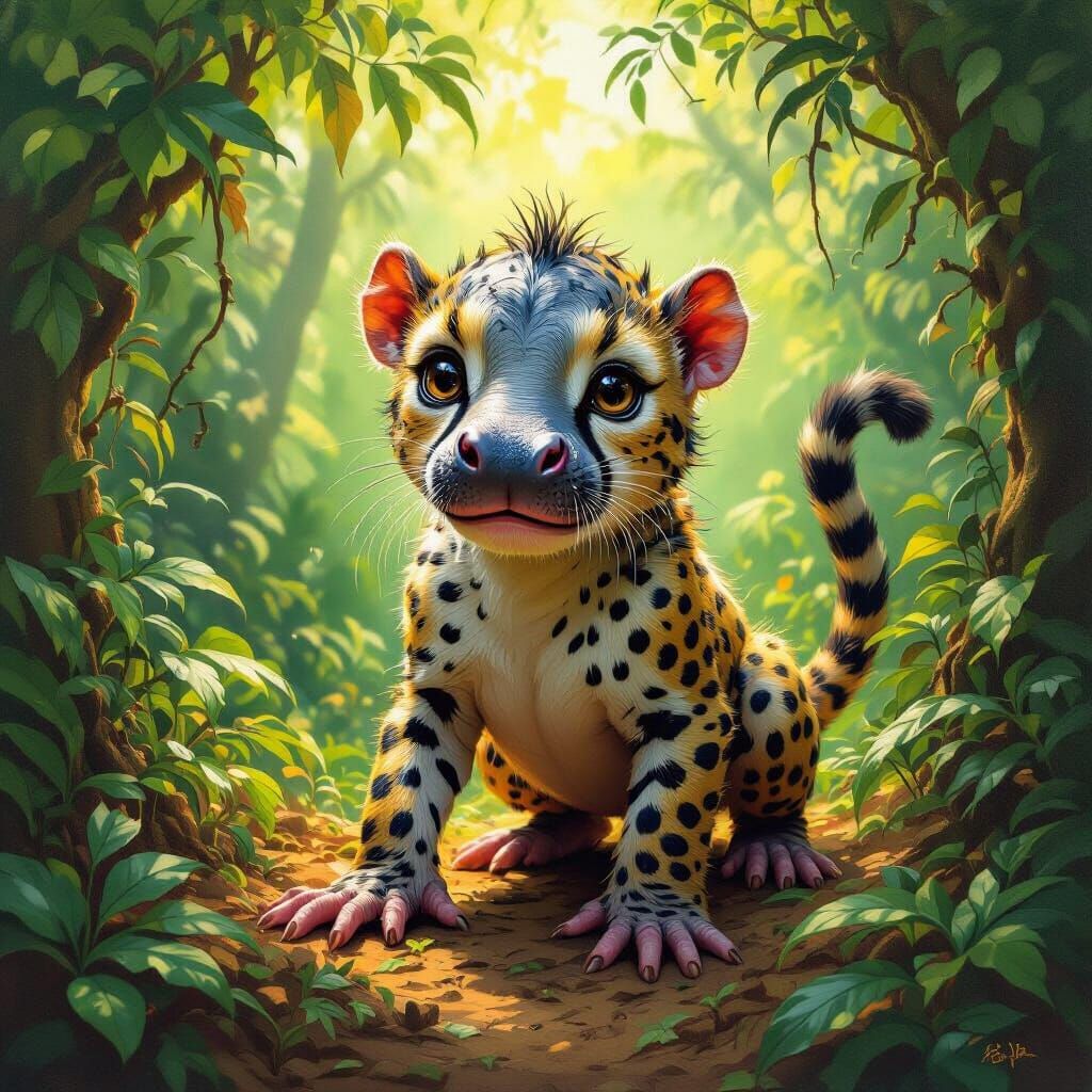 Fantastical Jungle Creature: Cheetah, Monkey, Hippo Hybrid