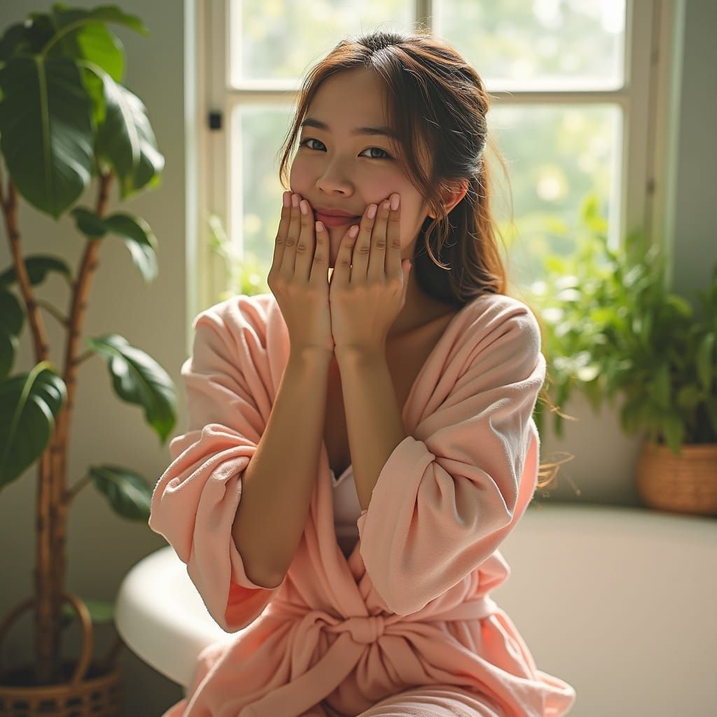 Dreamy Bathroom Scene in Impressionist Style