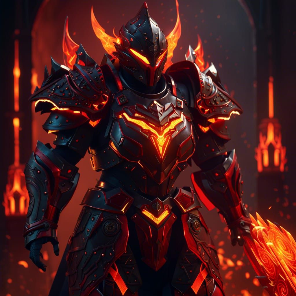 Magma Armor Guard in Dark Fantasy Style