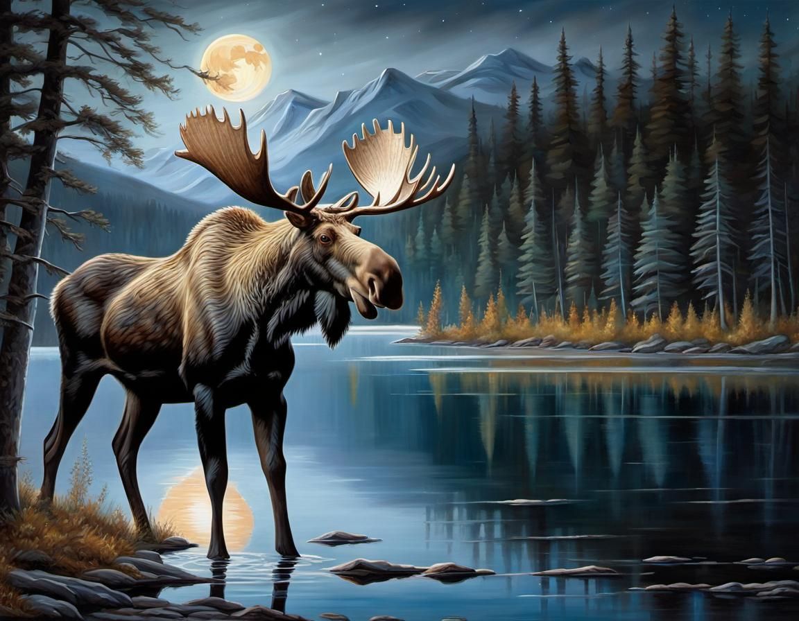 Moose in the Moonlight