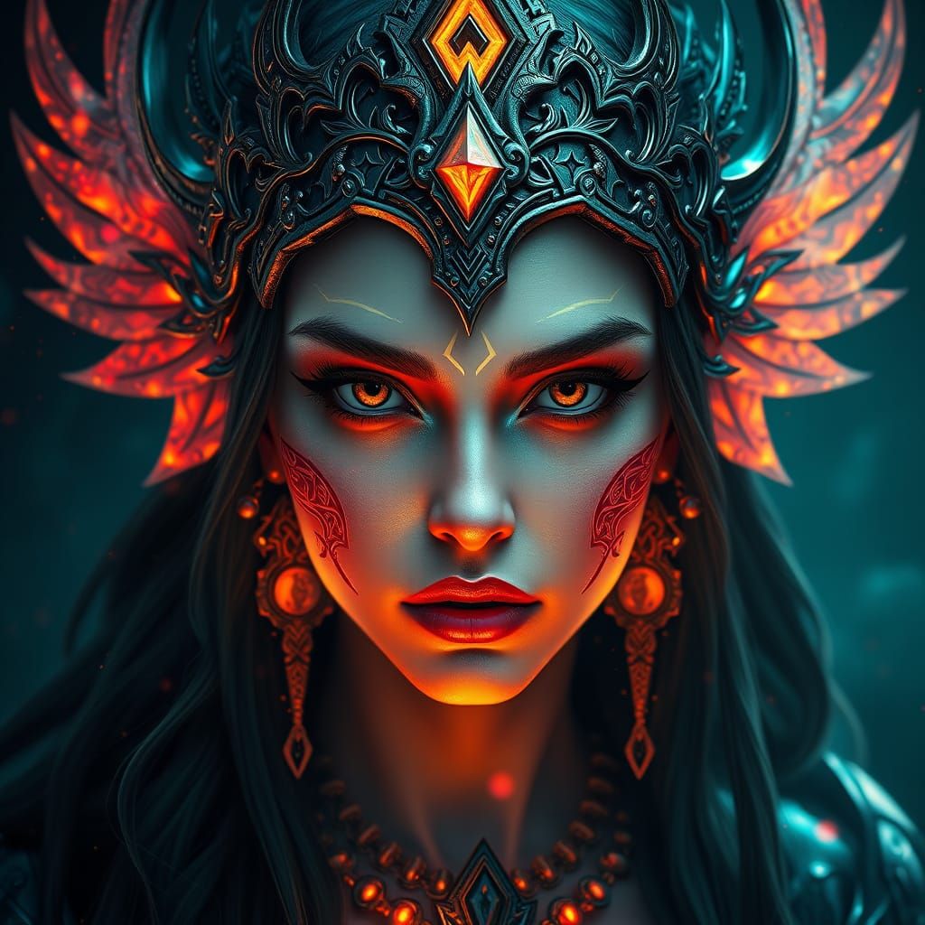 Ethereal Goddess Amidst Triadic Hues