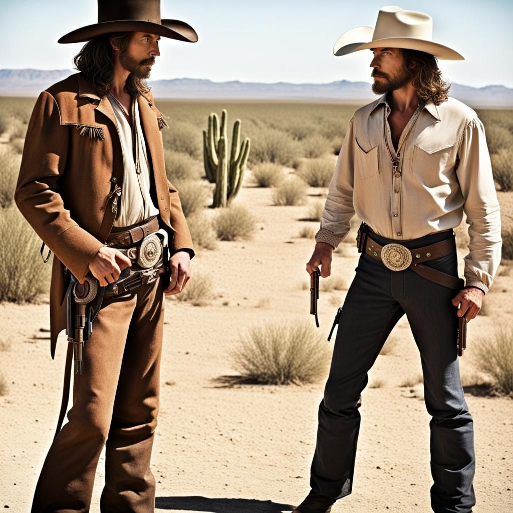Jesus Christ as Cowboy in Mexican Standoff